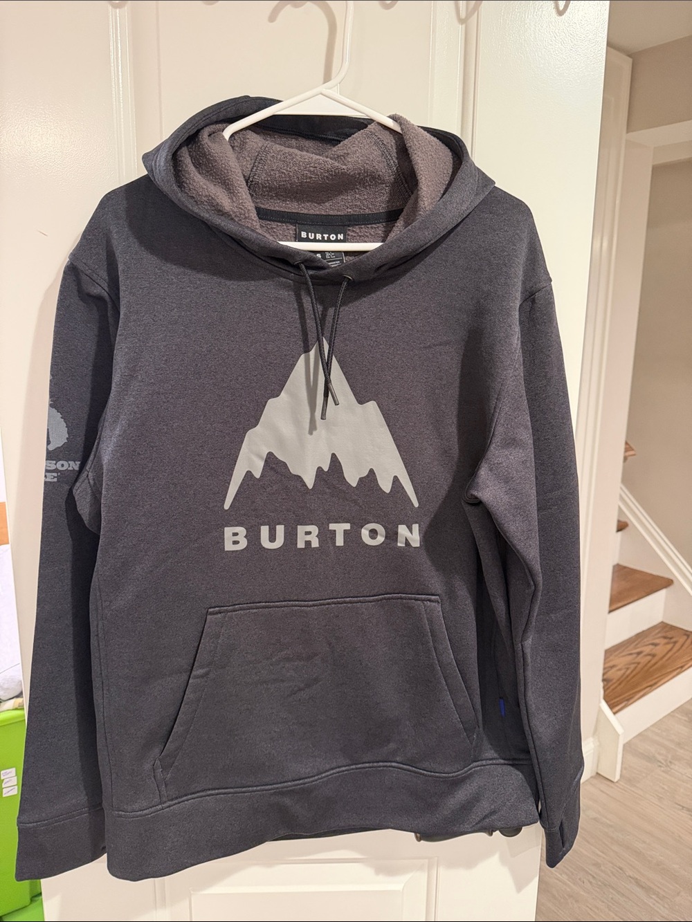 Burton Men's Dark Gray Hoodie with White Mountain Logo